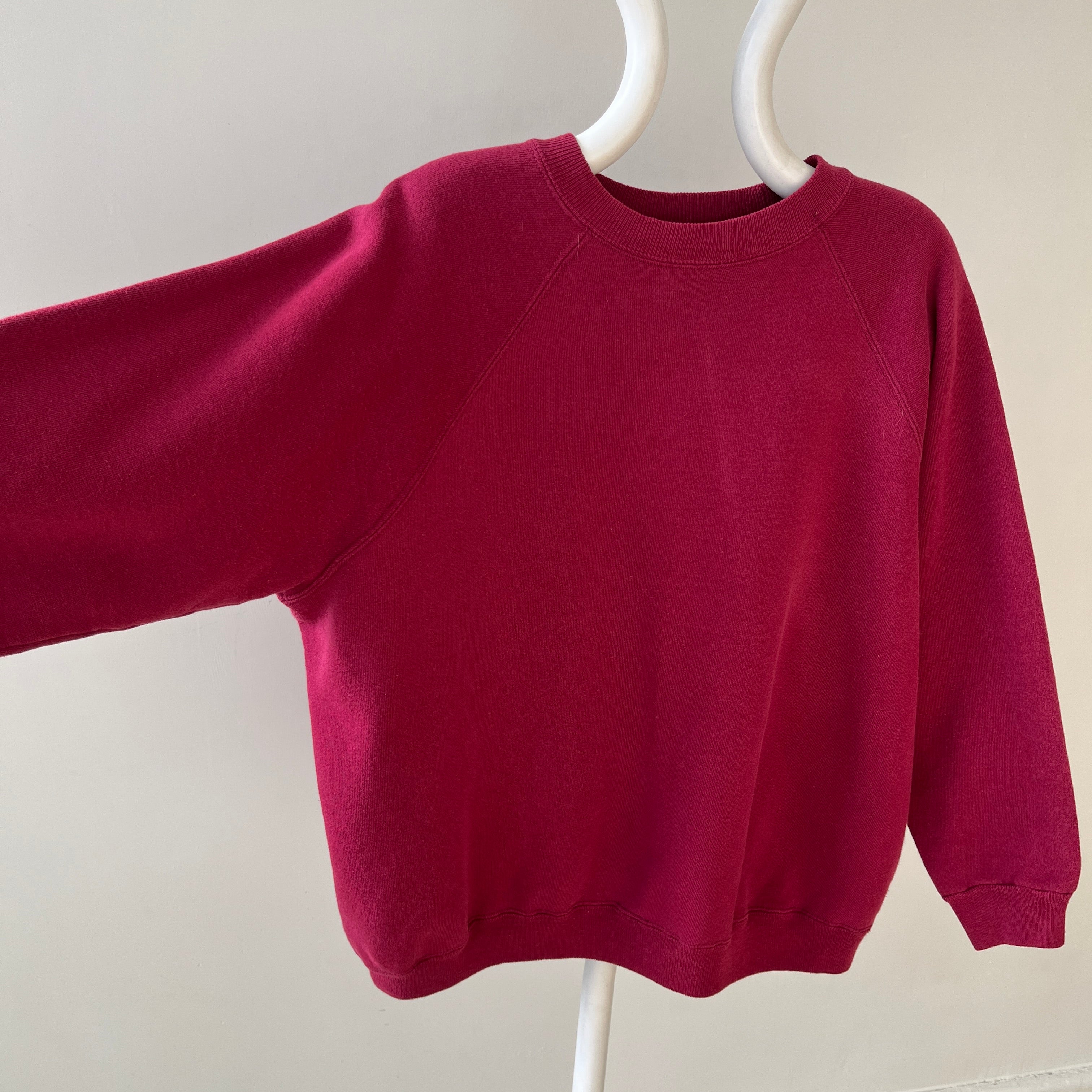 1990s Blank Burgundy Raglan Sweatshirt