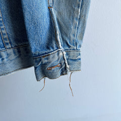 1980s Nicely Thrashed Niutou Denim Jean Jacket (Missing Left Chest Button)