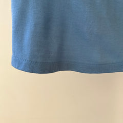 1980s Blank Baby Blue Turtle Neck Long Sleeve T Shirt