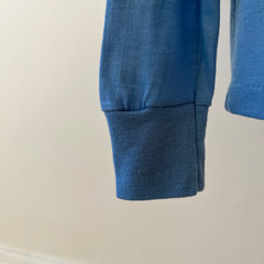 1980s Blank Baby Blue Turtle Neck Long Sleeve T Shirt