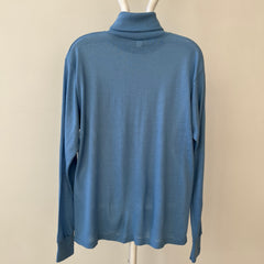 1980s Blank Baby Blue Turtle Neck Long Sleeve T Shirt