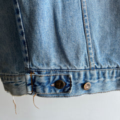 1980s Nicely Thrashed Niutou Denim Jean Jacket (Missing Left Chest Button)