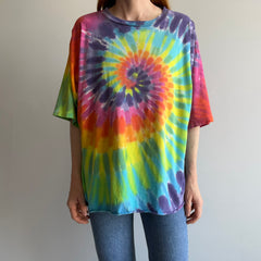 1980s Classic Tie Dye Cut Hem T-Shirt - Awesome Drape/Hang