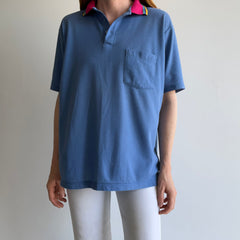 1980s Striped Pink Colored Polo Shirt