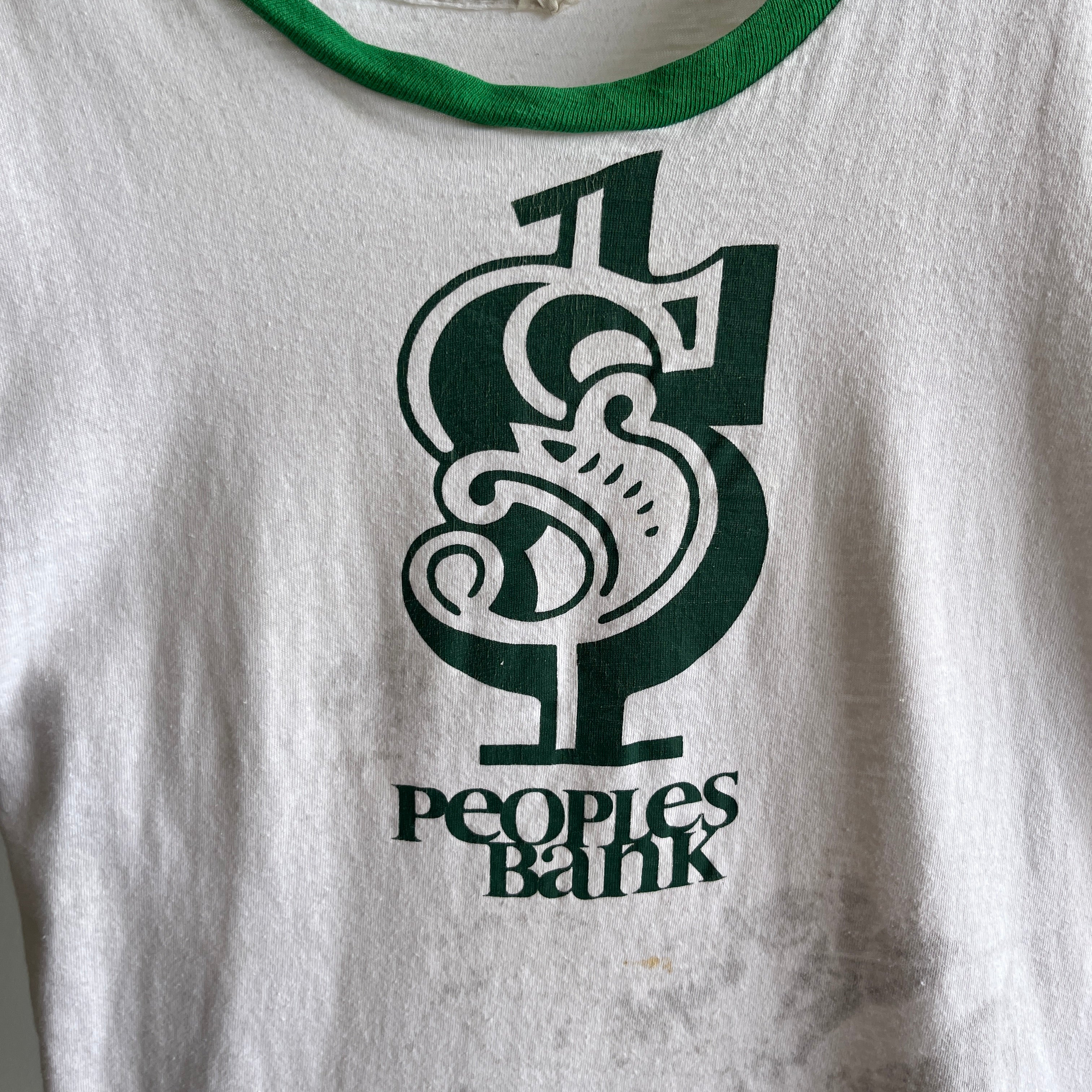 1970s People's Bank Super Stained (But in a Cool Way) Ring T-Shirt