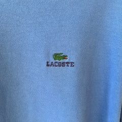 1980s/90s Blank Blue Lacoste Mock Neck Long Sleeve T Shirt