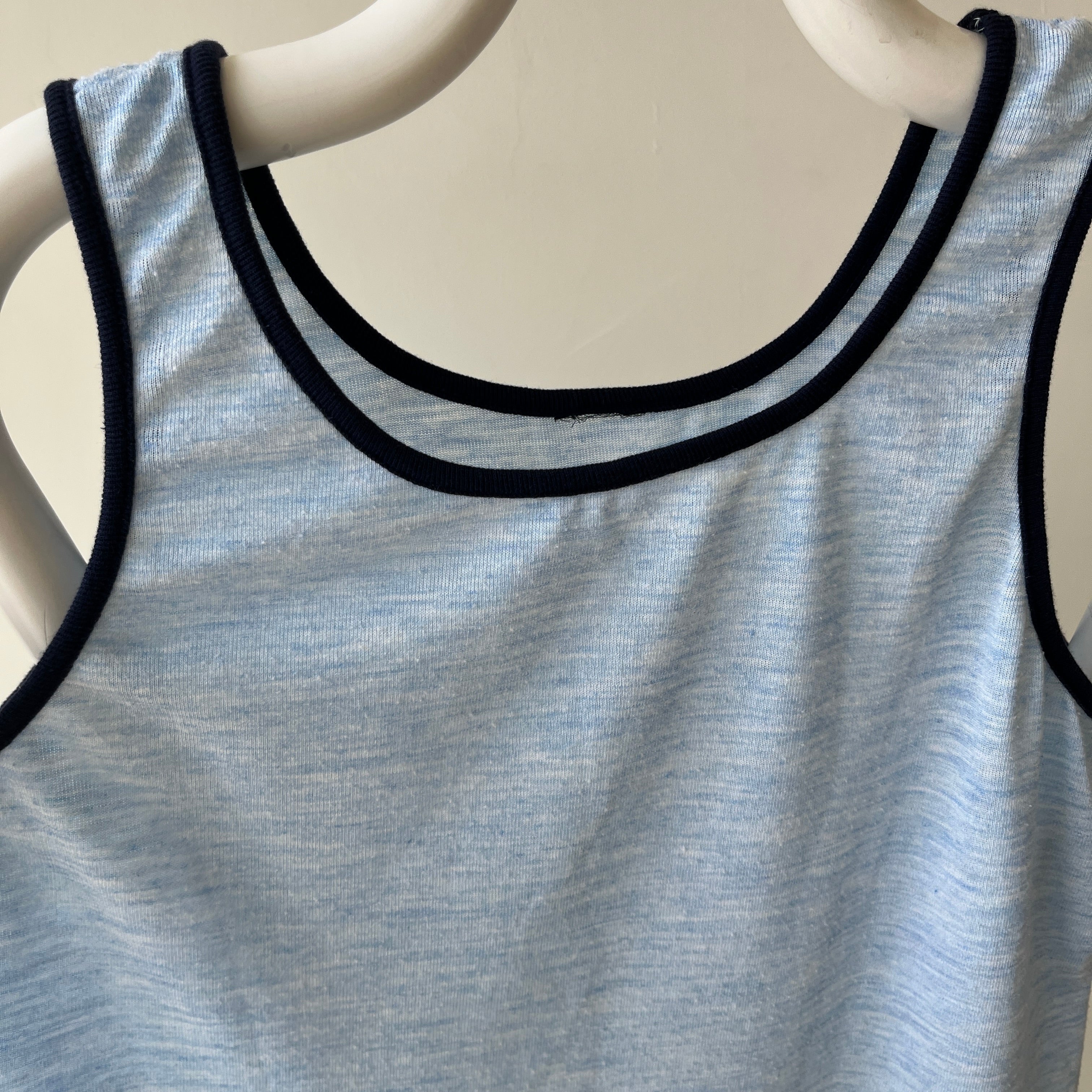 1980s Blank Baby Blue Tank-Top