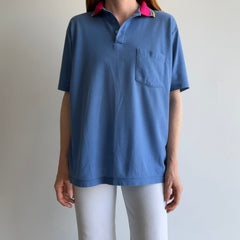 1980s Striped Pink Colored Polo Shirt