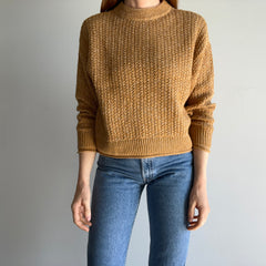 1980s Beautiful Handknit Pumpkin Spice Soft Cotton Blend Knit