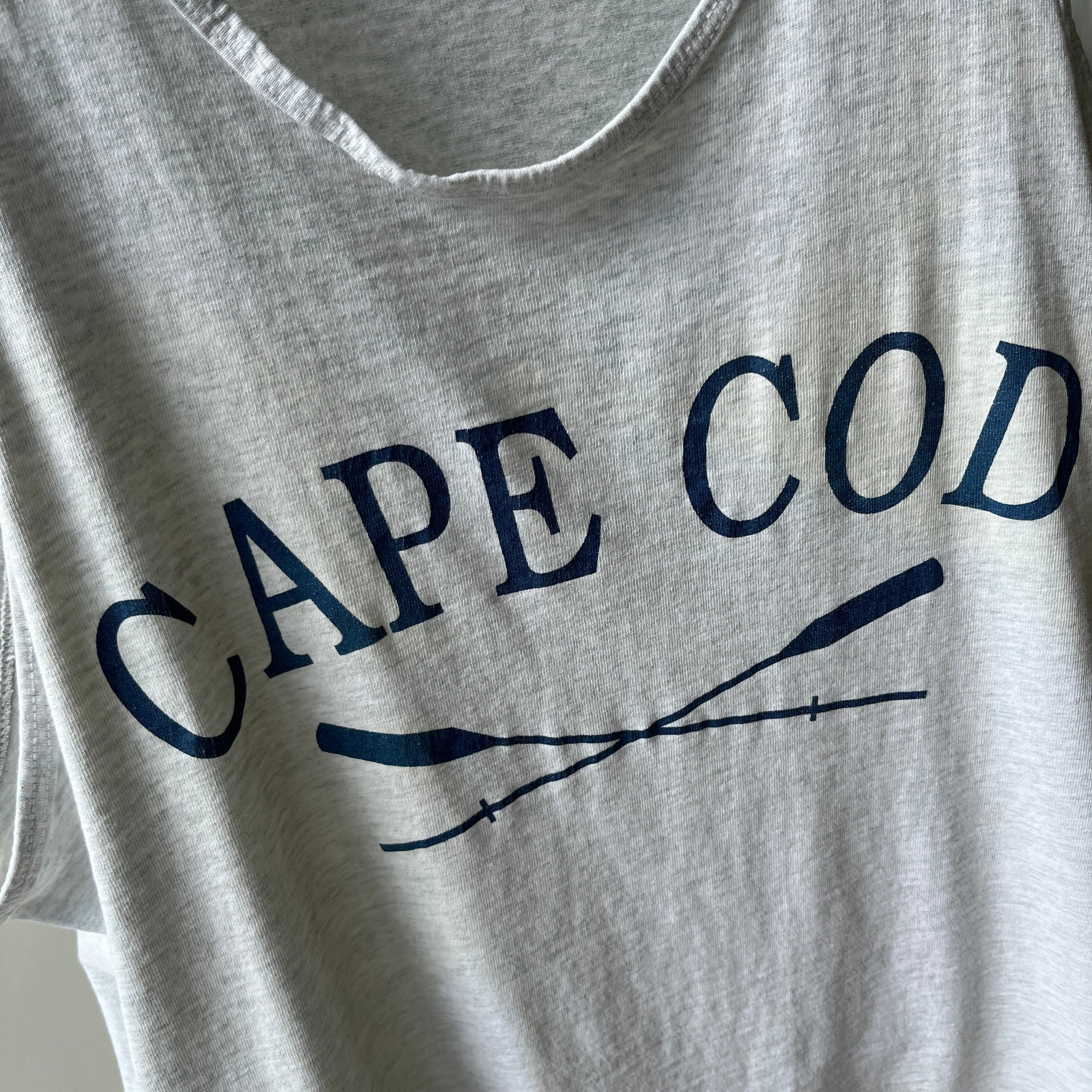 1980/90s Cape Code Tattered, Torn, Worn Cotton Tank Top