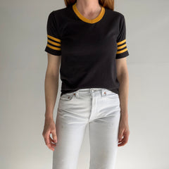 1980s Double Stripe V-Neck T-SHirt