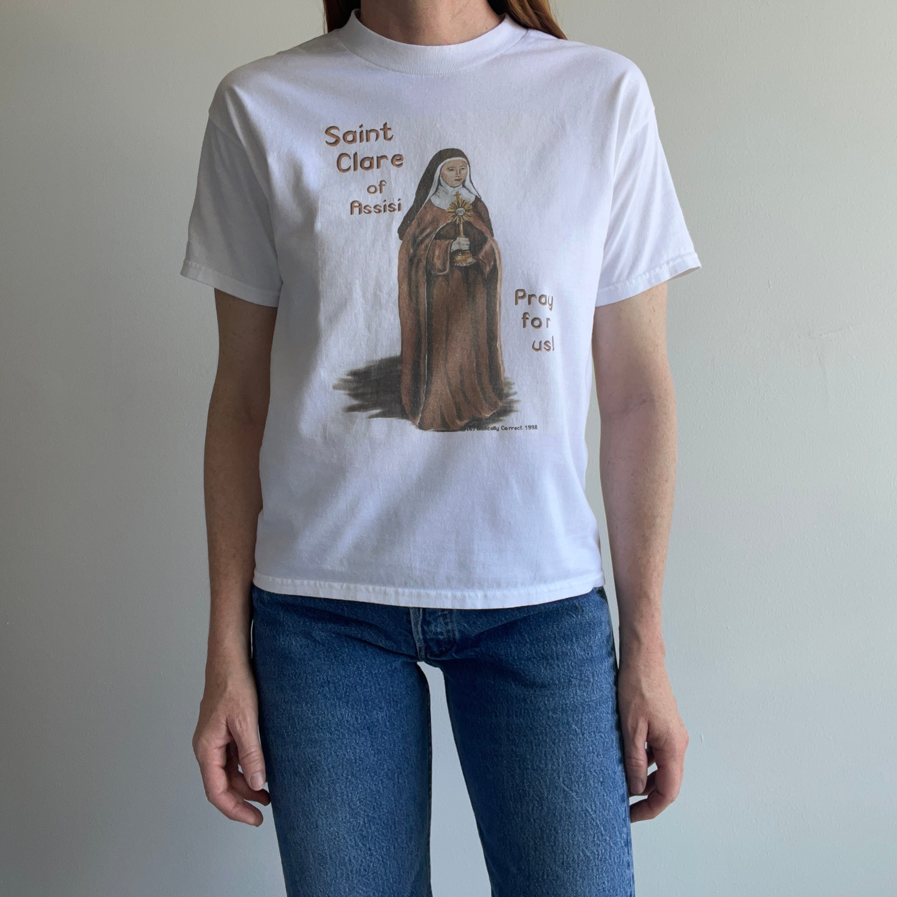 1998 Saint Clare of Assisi Pray For Us T-Shirt