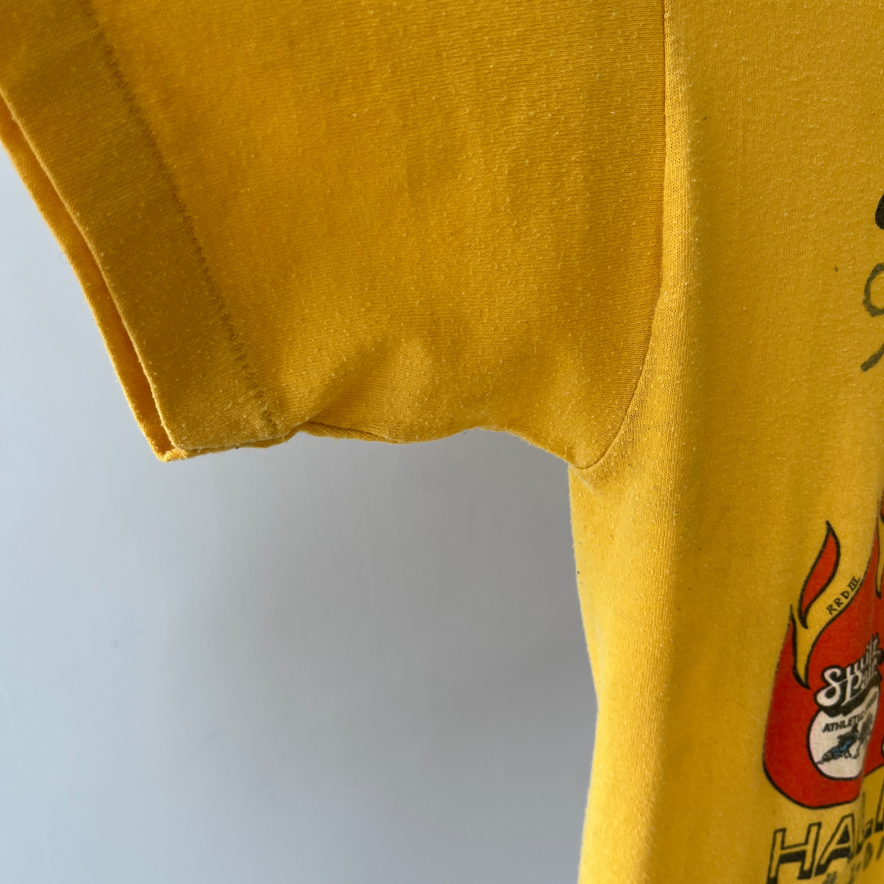 1979 Santee Firefighters Hot To Trot Half Marathon T Shirt with Sharpie!
