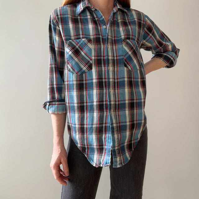 1970s JC Penny Lightweight Thrashed Cotton Flannel/Shirt