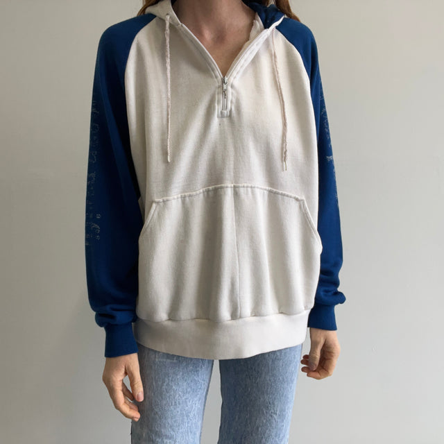 1980s Ocean Pacific 1/2 Zip Worn Out Hoodie