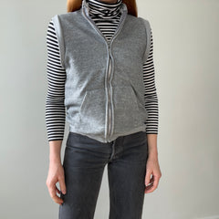 1980s Gray Insulated Zip Up Sweatshirt Vest