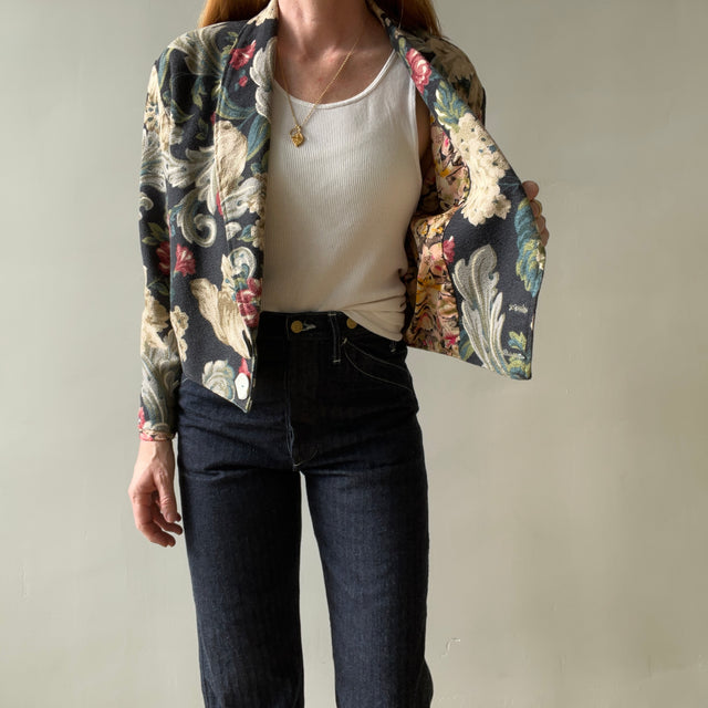 1980s Tapestry Floral Blazer - Silk Lined
