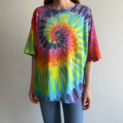 1980s Classic Tie Dye Cut Hem T-Shirt - Awesome Drape/Hang