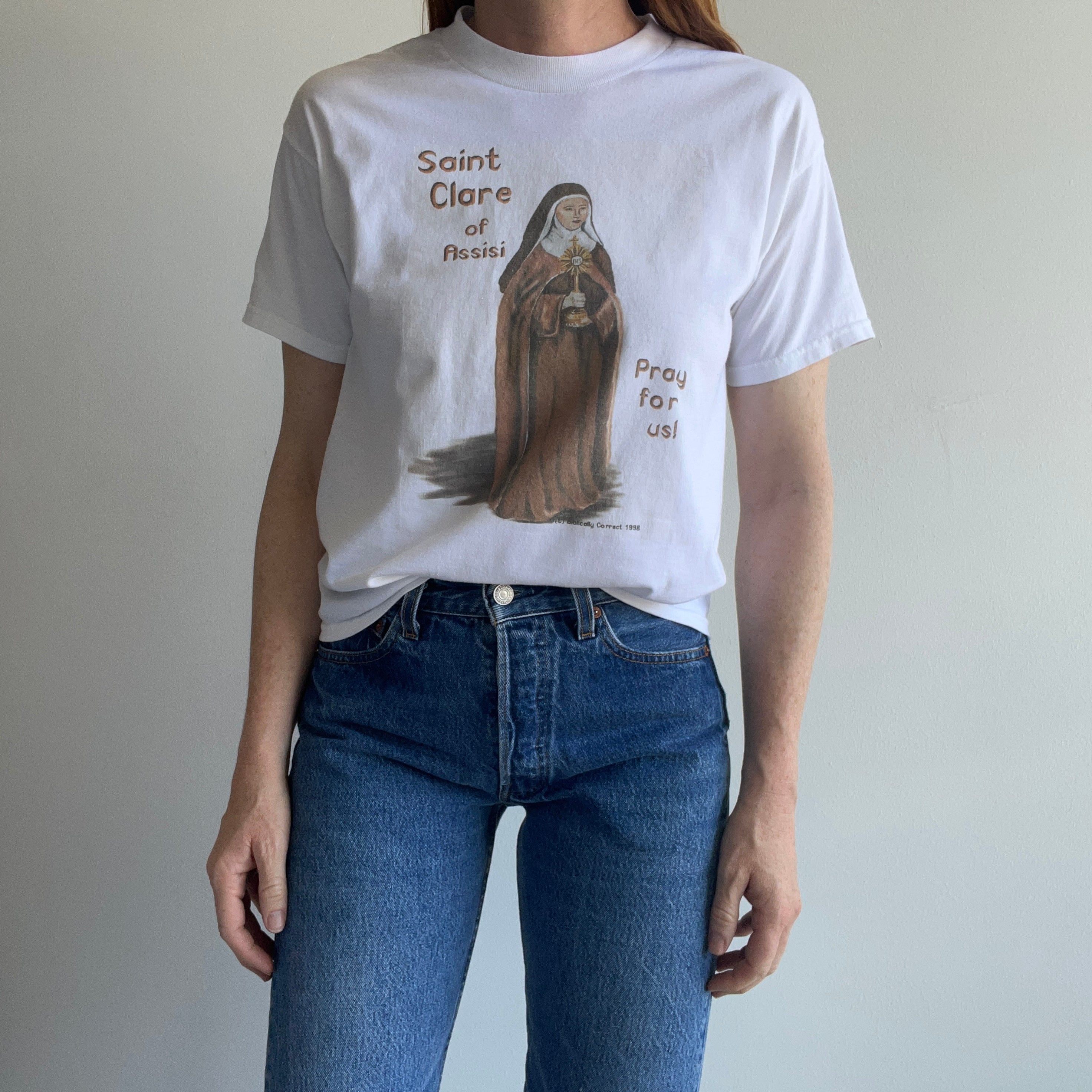 1998 Saint Clare of Assisi Pray For Us T-Shirt