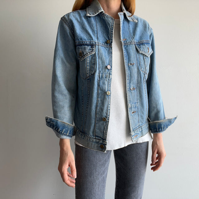 1980s Nicely Thrashed Niutou Denim Jean Jacket (Missing Left Chest Button)