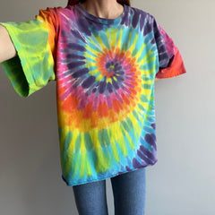 1980s Classic Tie Dye Cut Hem T-Shirt - Awesome Drape/Hang