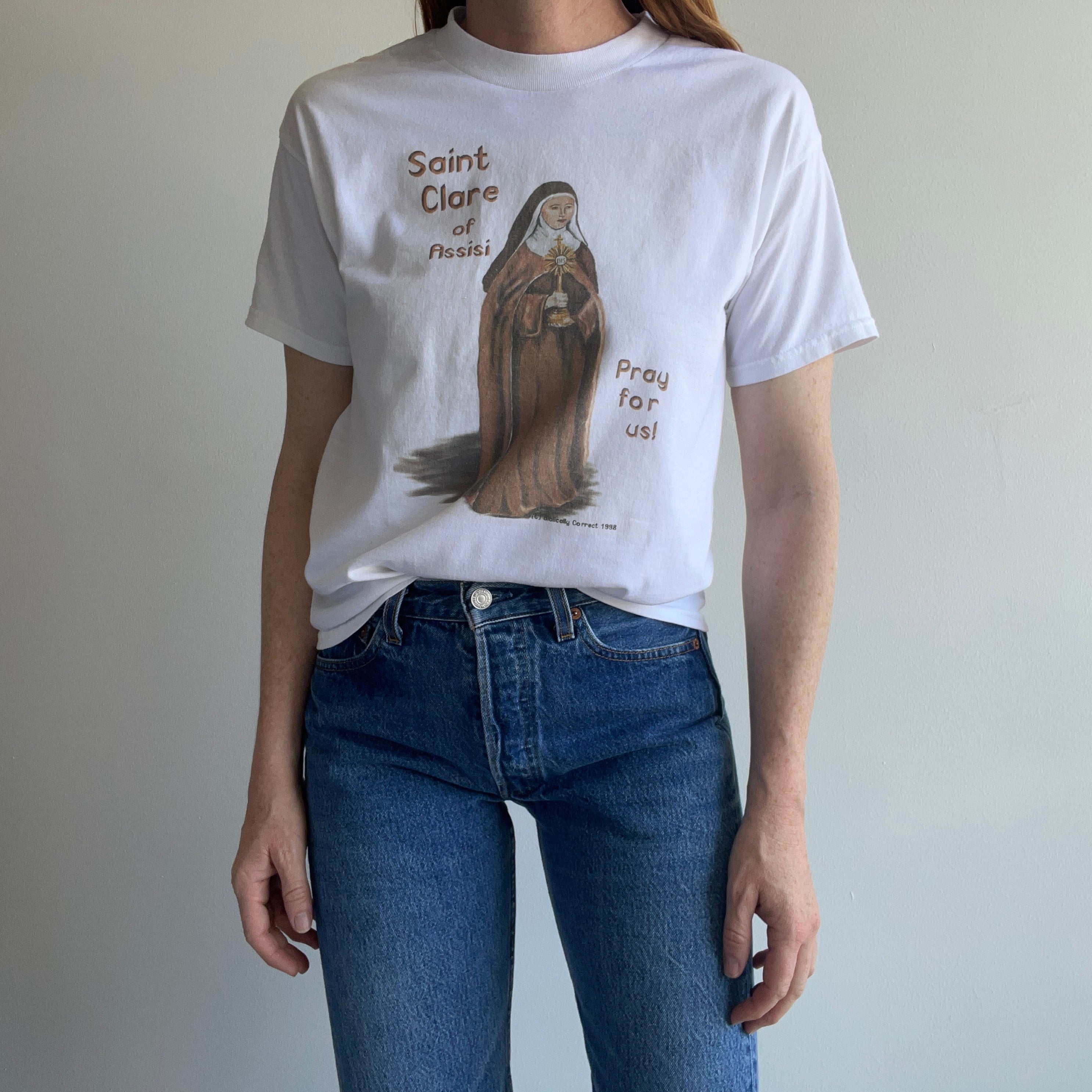 1998 Saint Clare of Assisi Pray For Us T-Shirt