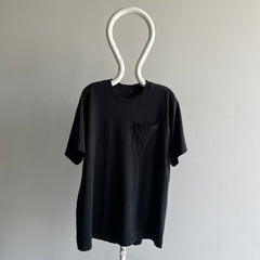 1990s Faded Blank Black Pocket T-Shirt - !!!!