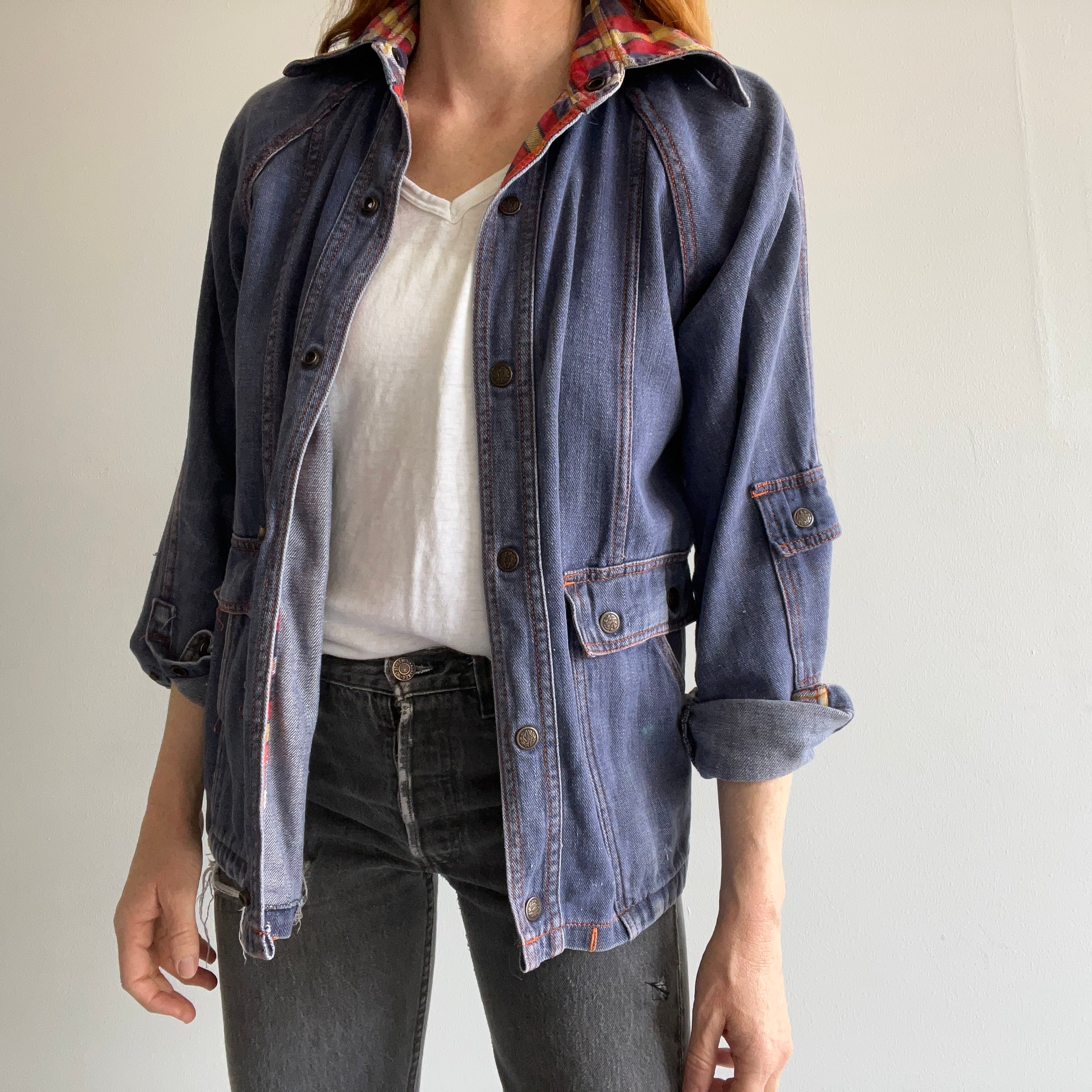 1970s Super Slouchy Lightweight Denim Cotton Chore Coat