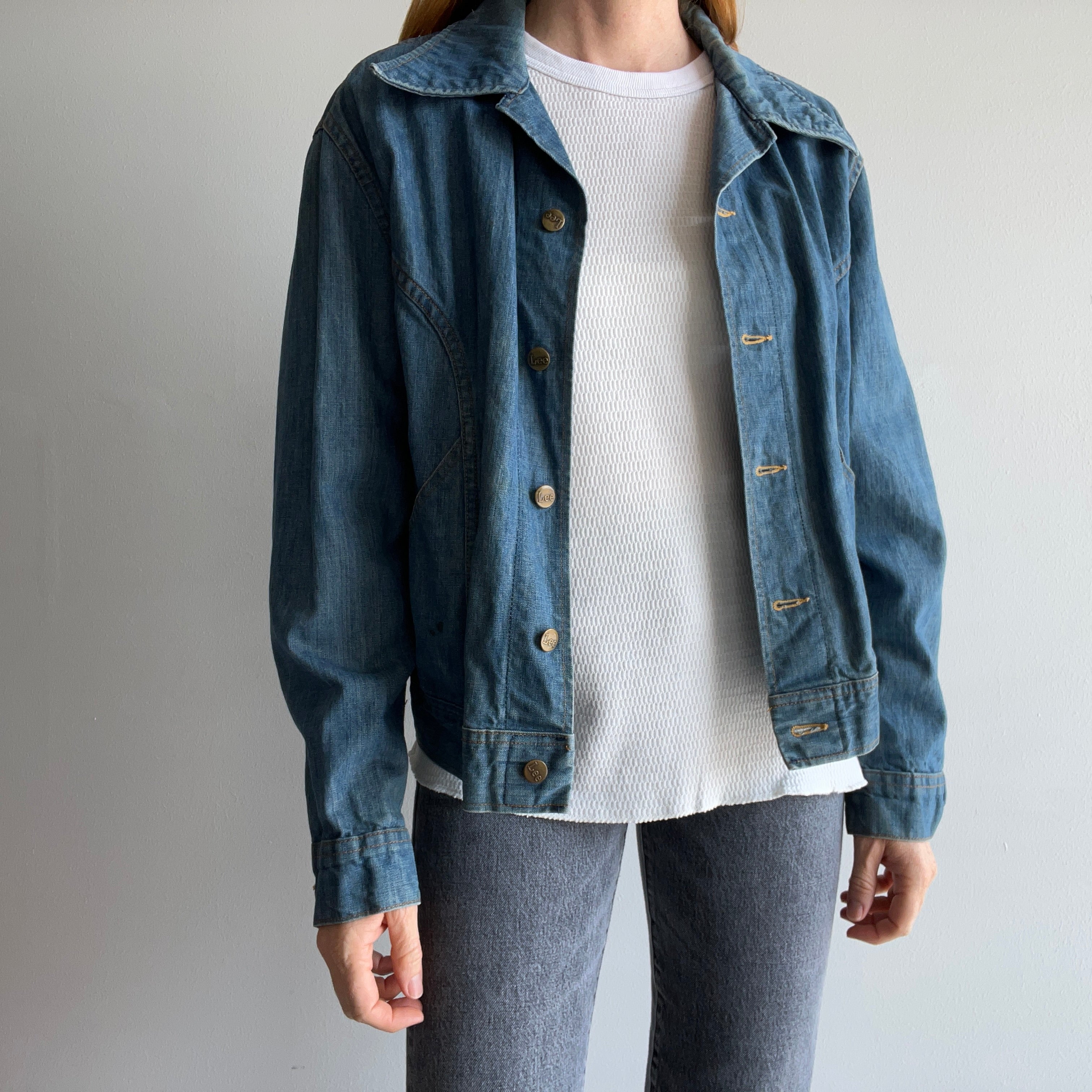 1970s Pleated Lee Lightweight Denim Jean Jacket - OH My