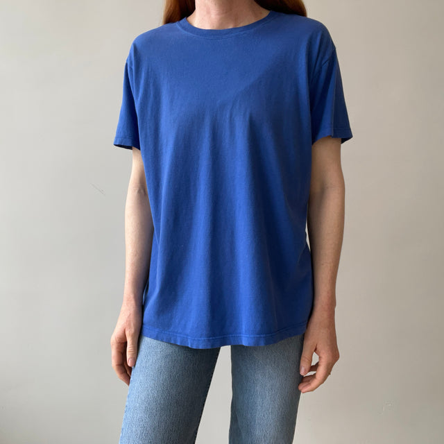 1990s Calvin Klein USA Blank Dodger Blue Cotton T-Shirt