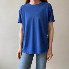 1990s Calvin Klein USA Blank Dodger Blue Cotton T-Shirt