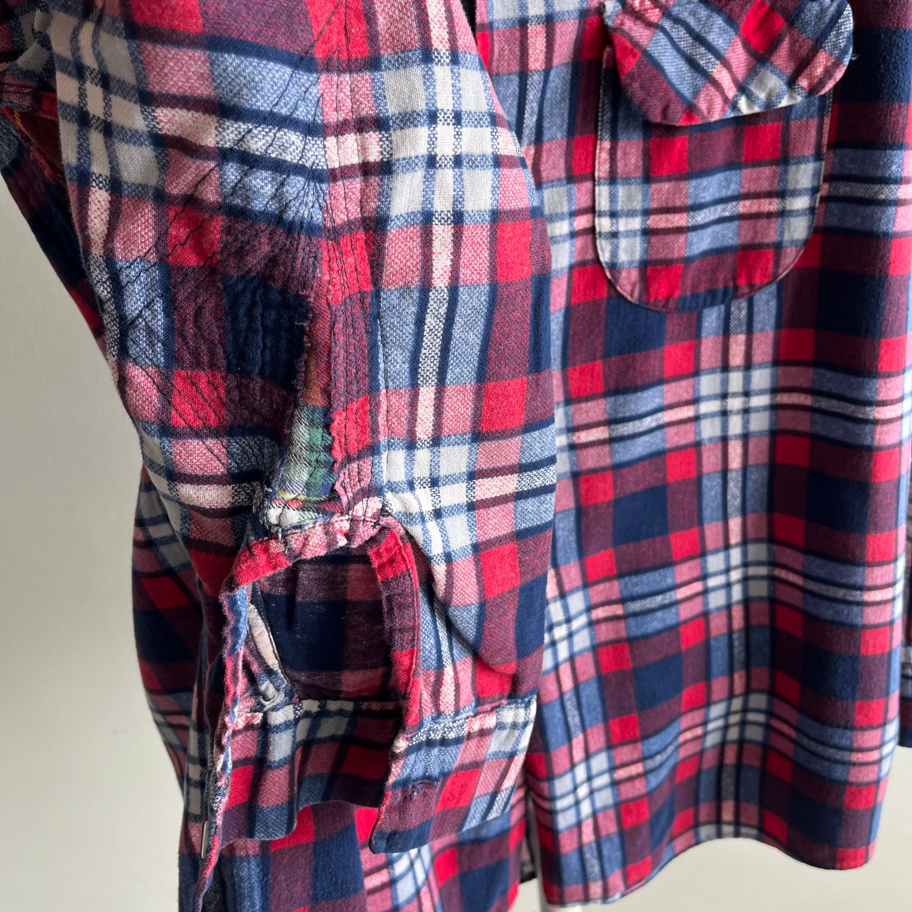 1970/80s Epically Mended Soft and Thin Cotton Flannel