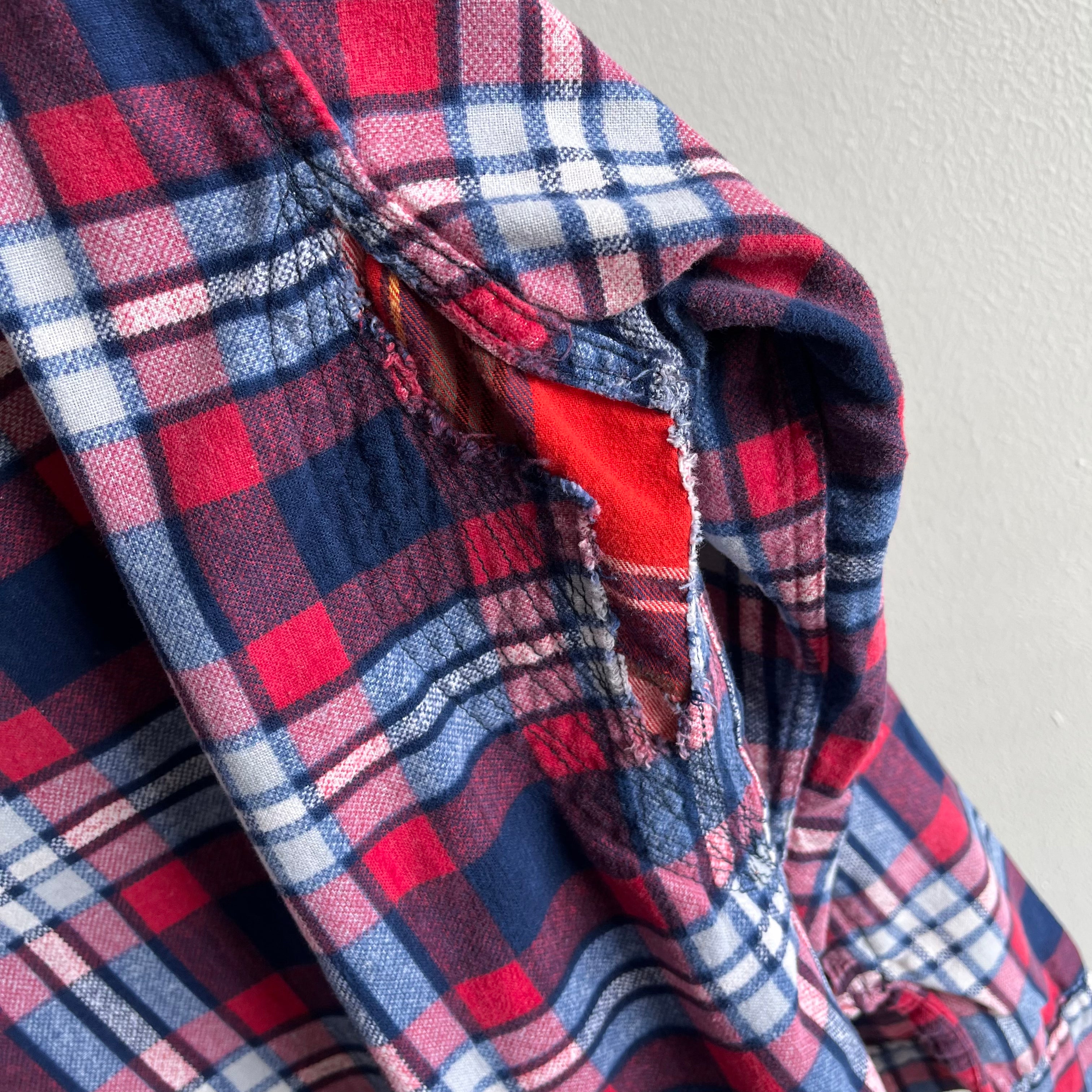 1970/80s Epically Mended Soft and Thin Cotton Flannel