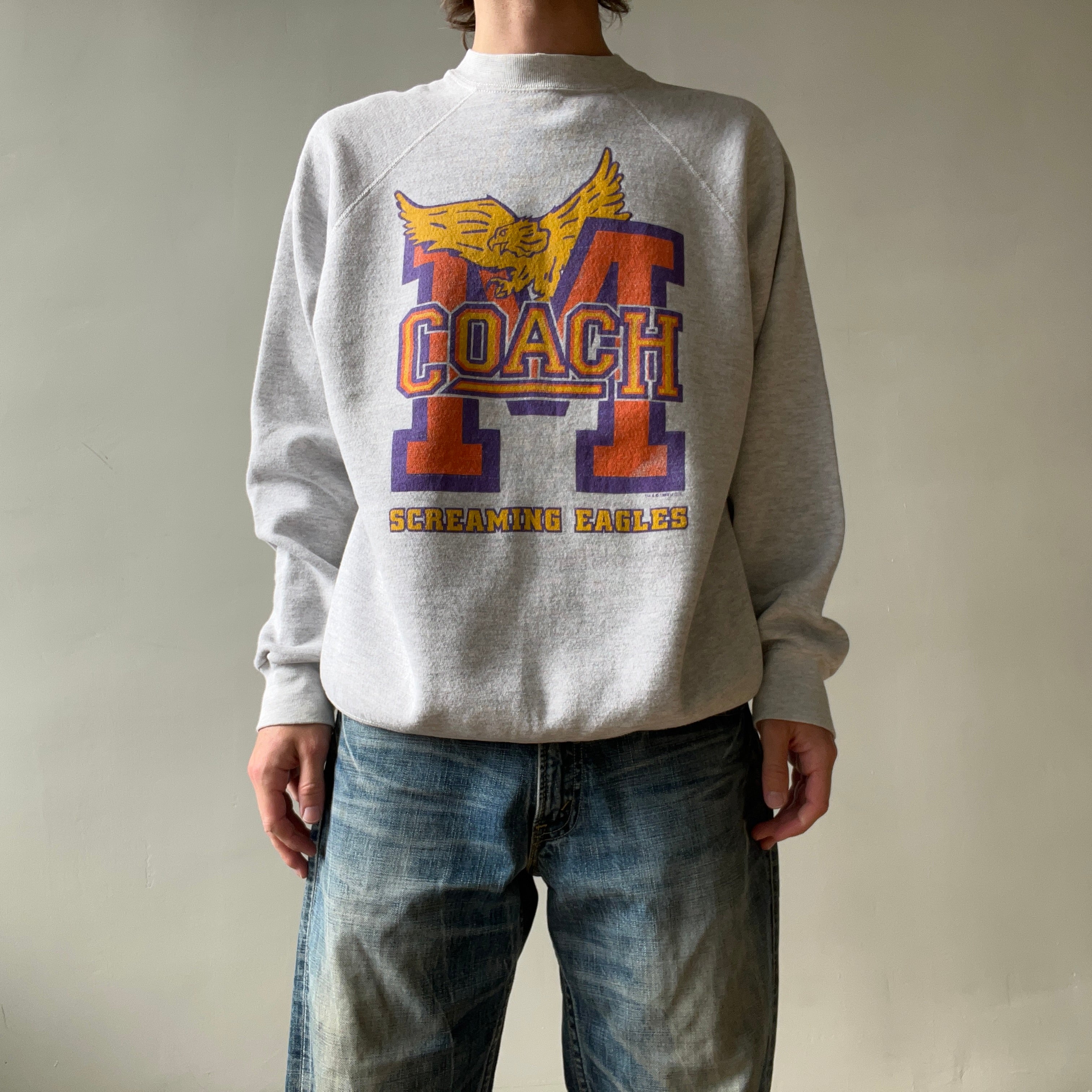 1993 Grey Screaming Eagles Coach Raglan Sweatshirt