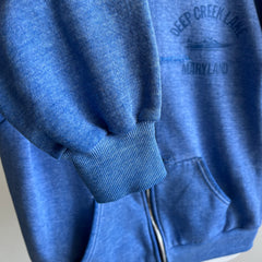 1970/80s Deep Creek Lake Zip Up Hoodie with Mending