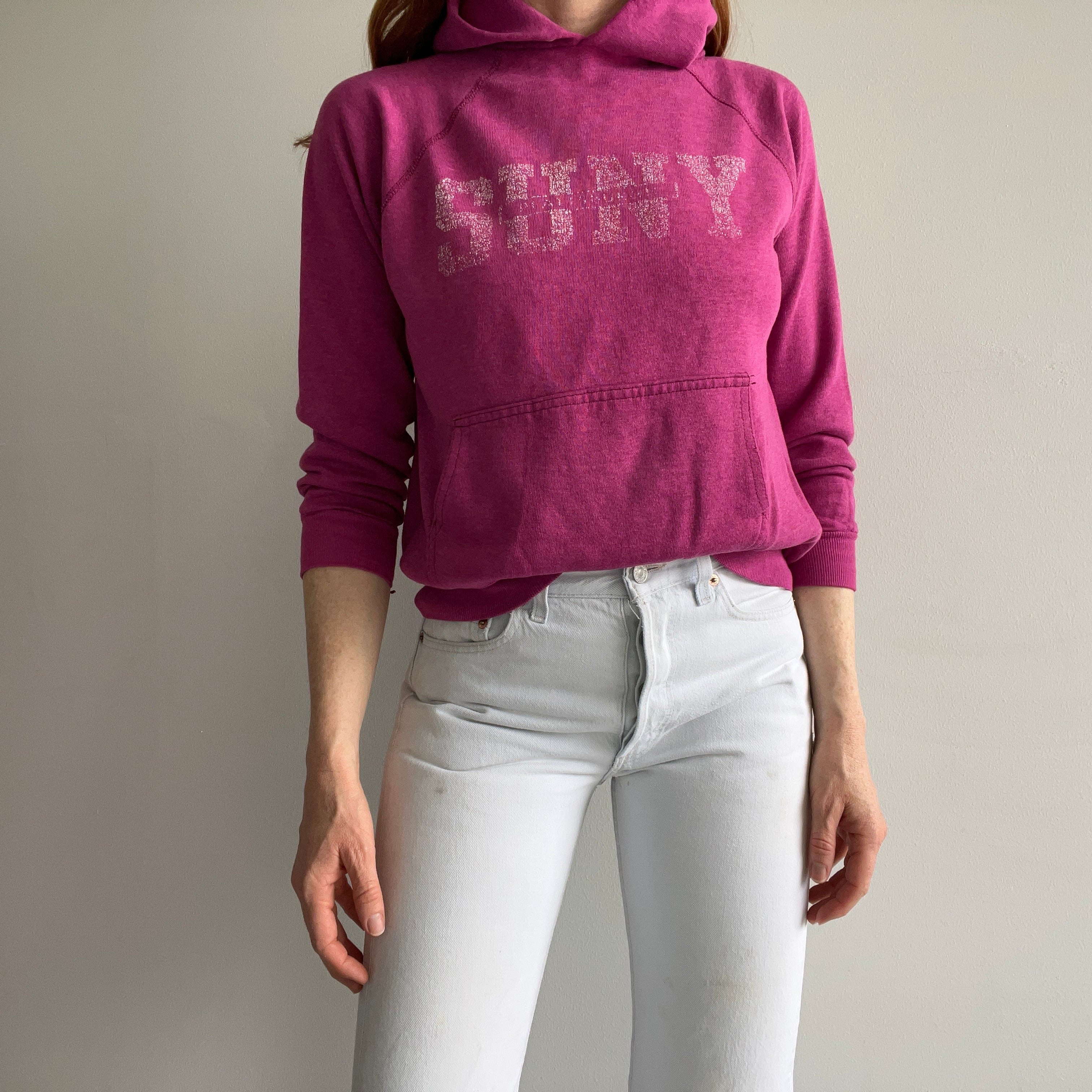 1980s SUNY Thin and Slouchy Hoodie - WOWOW