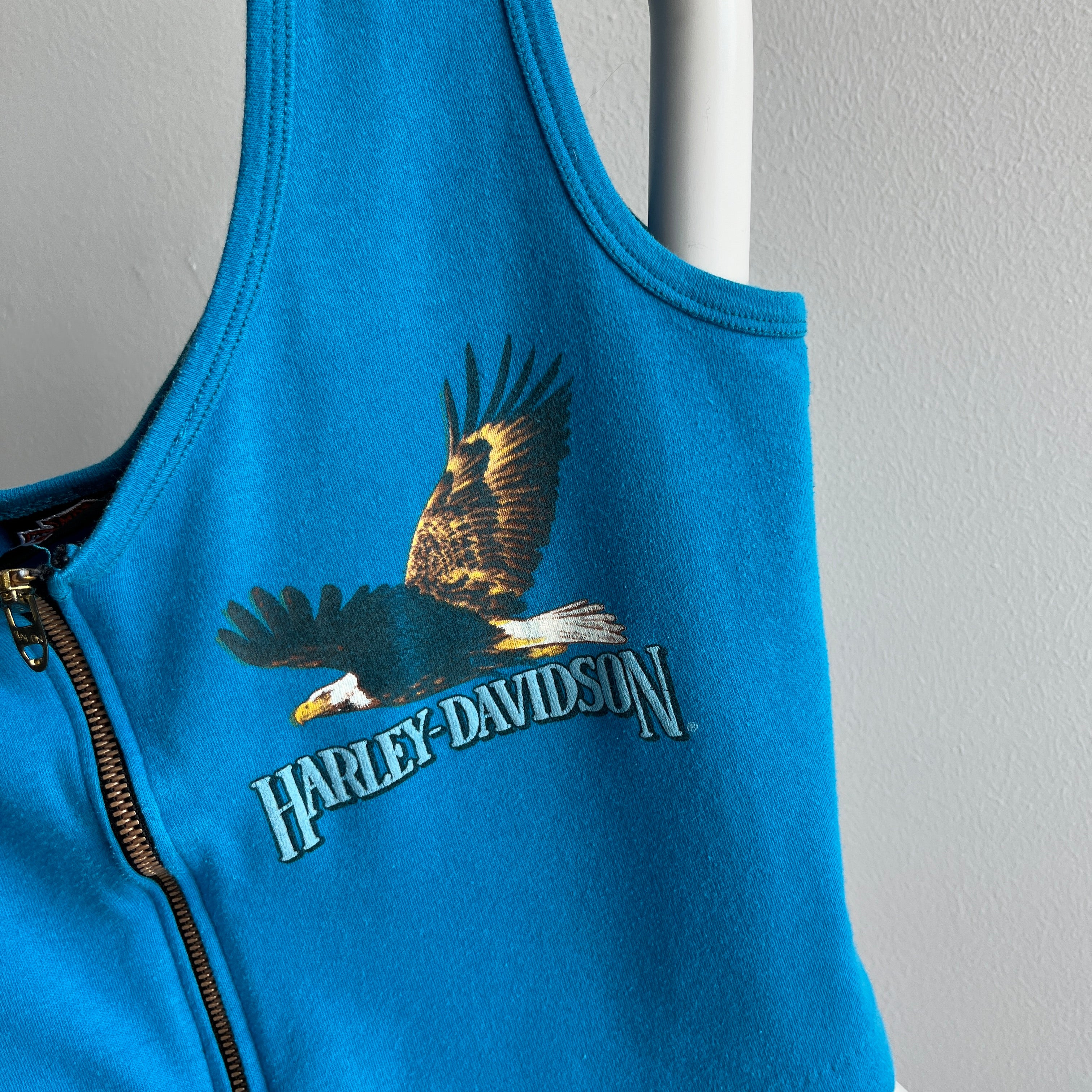 1980/90s 3/4 Talon Zip Harley Front and Back Tank - WOWZA