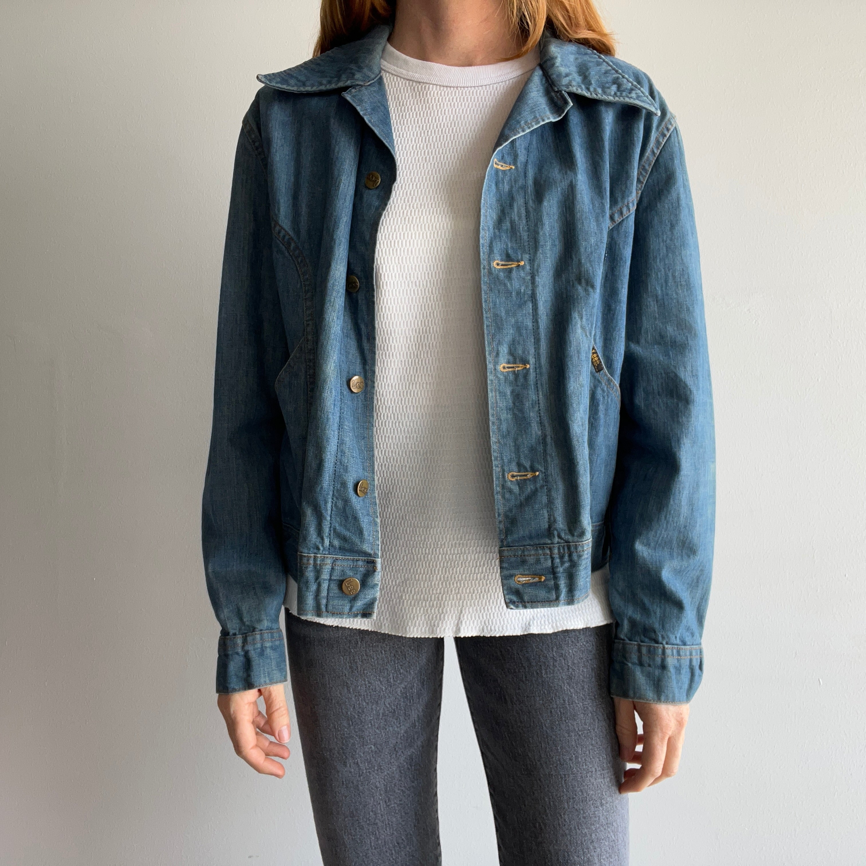 1970s Pleated Lee Lightweight Denim Jean Jacket - OH My