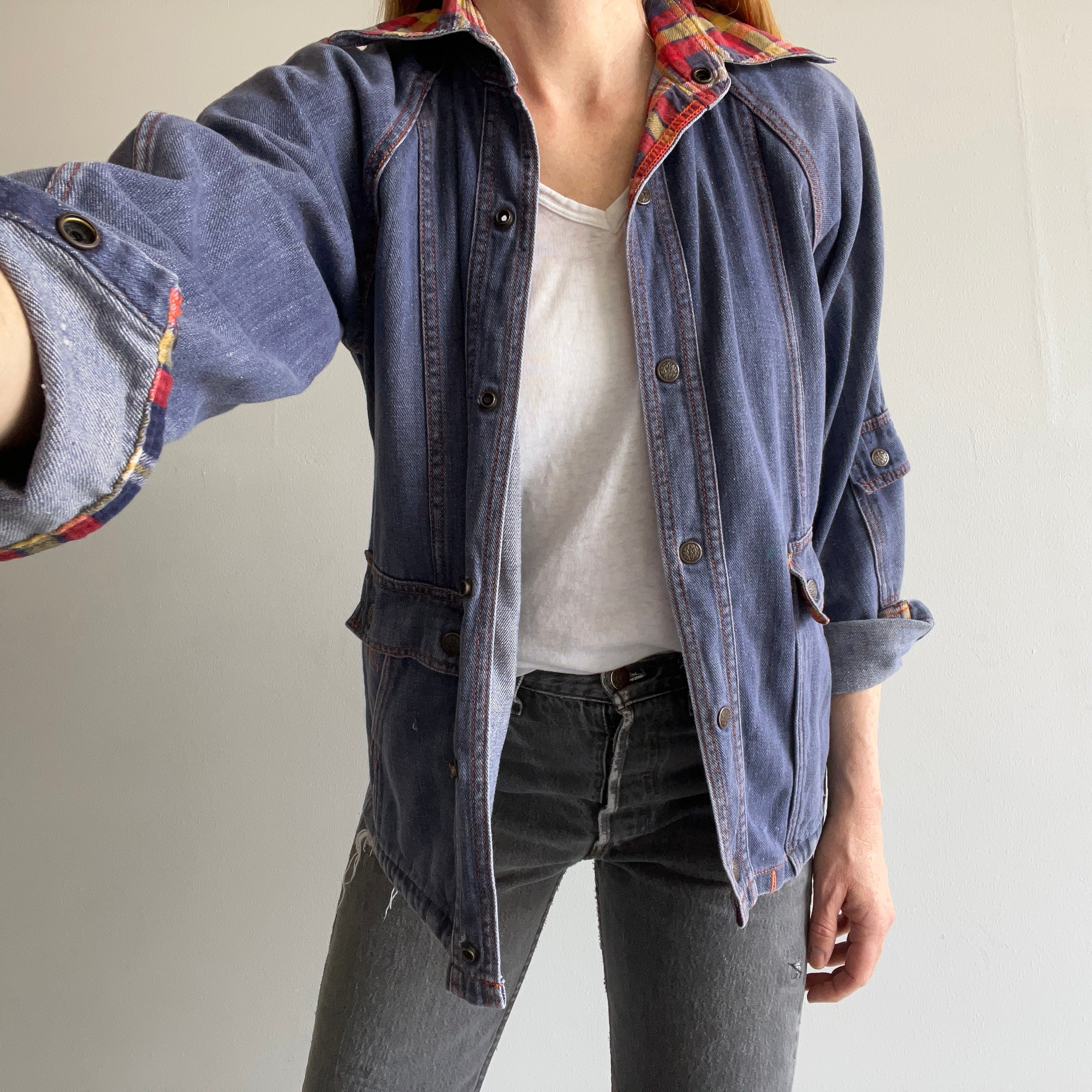 1970s Super Slouchy Lightweight Denim Cotton Chore Coat