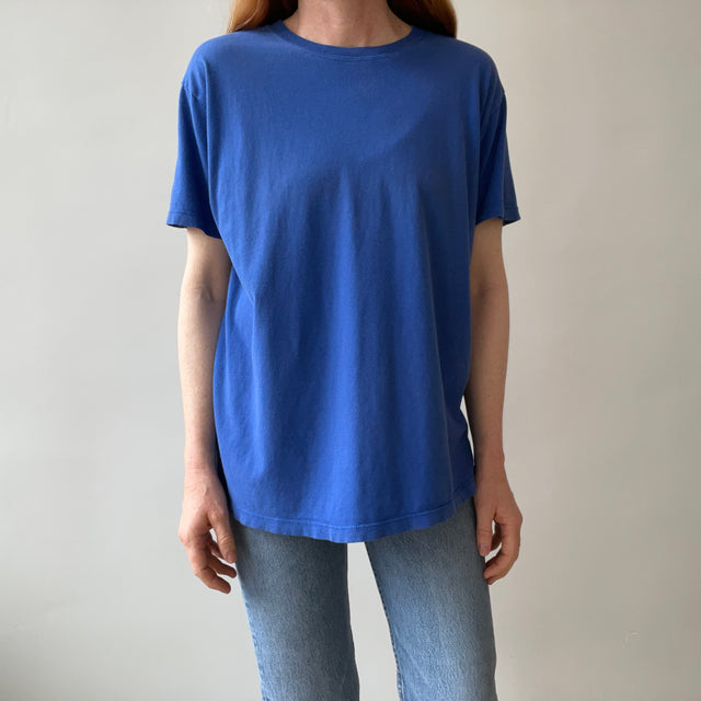 1990s Calvin Klein USA Blank Dodger Blue Cotton T-Shirt
