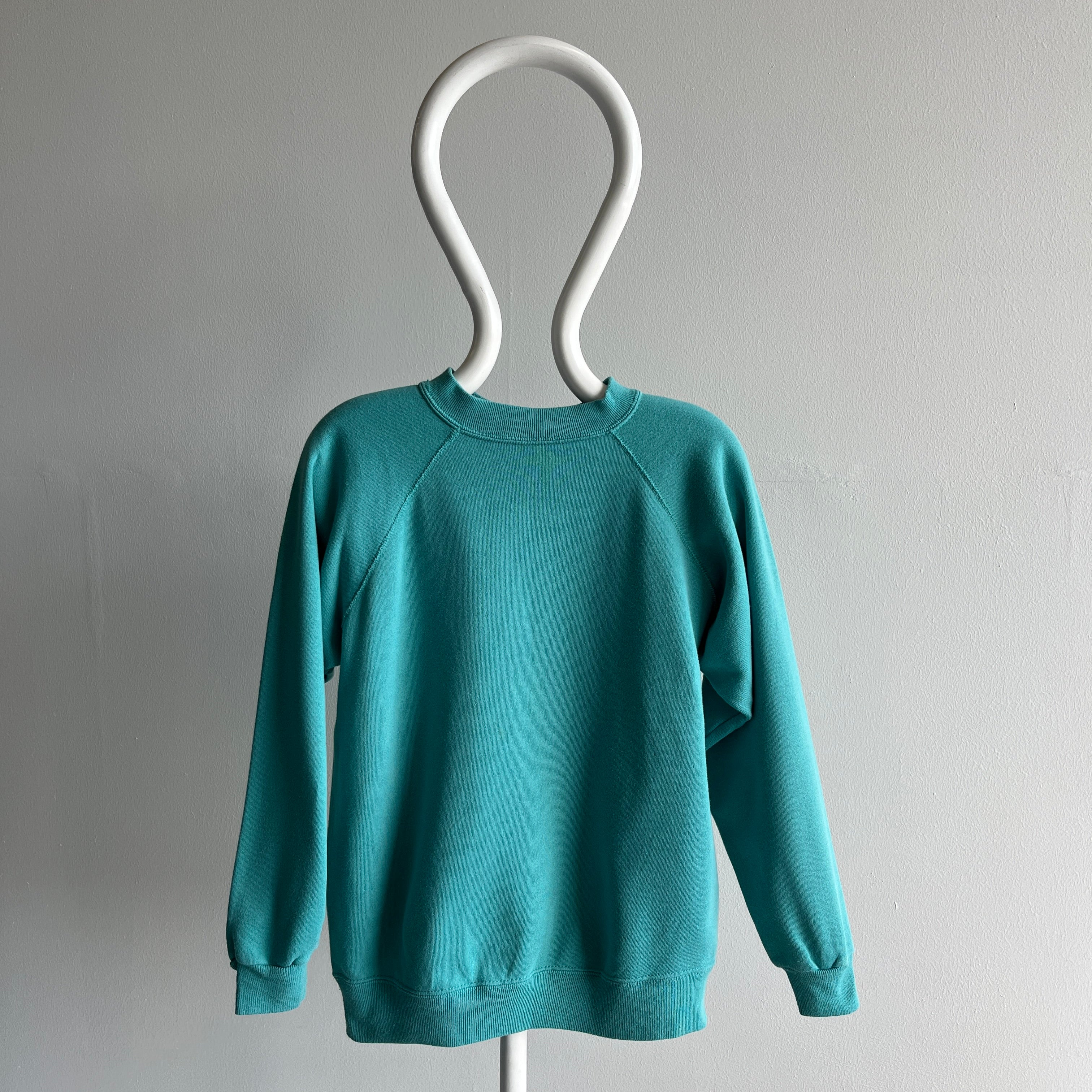 1980s Jade Sea Foam Green/Blue Blank Sweatshirt