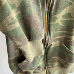 1980s Signal Brand Soft Faded Camo Zip Up Hoodie