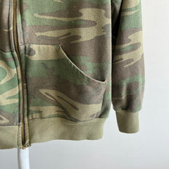 1980s Signal Brand Soft Faded Camo Zip Up Hoodie