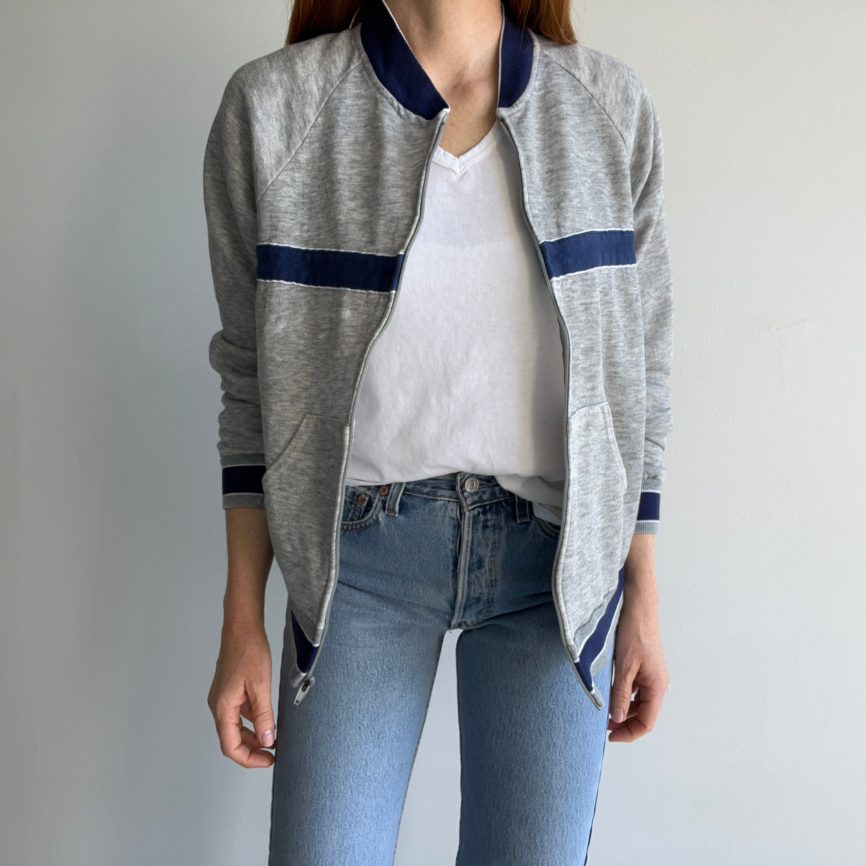 1980s Bassett Walker Zip Up Thinned Out Bleach Stained Dream