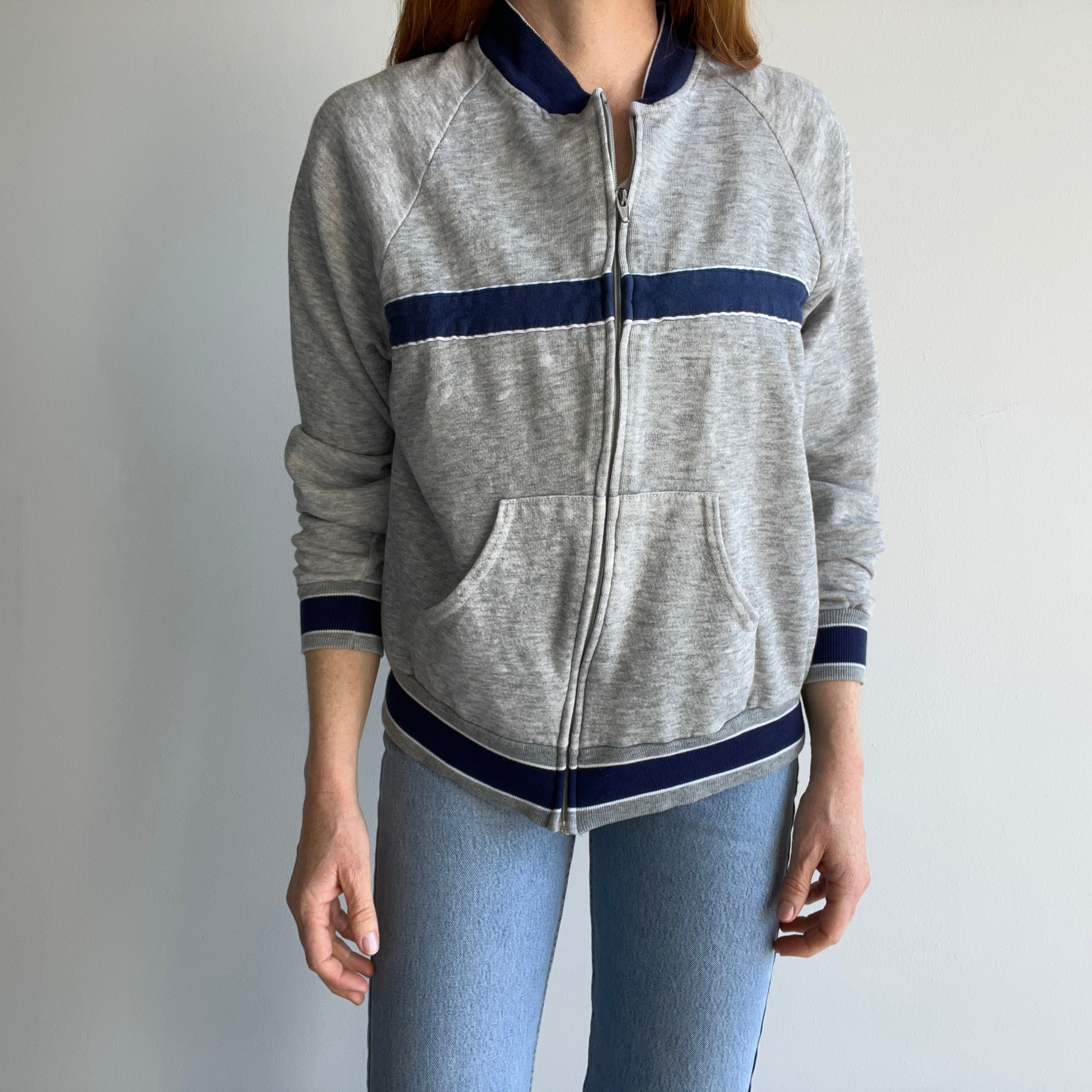 1980s Bassett Walker Zip Up Thinned Out Bleach Stained Dream