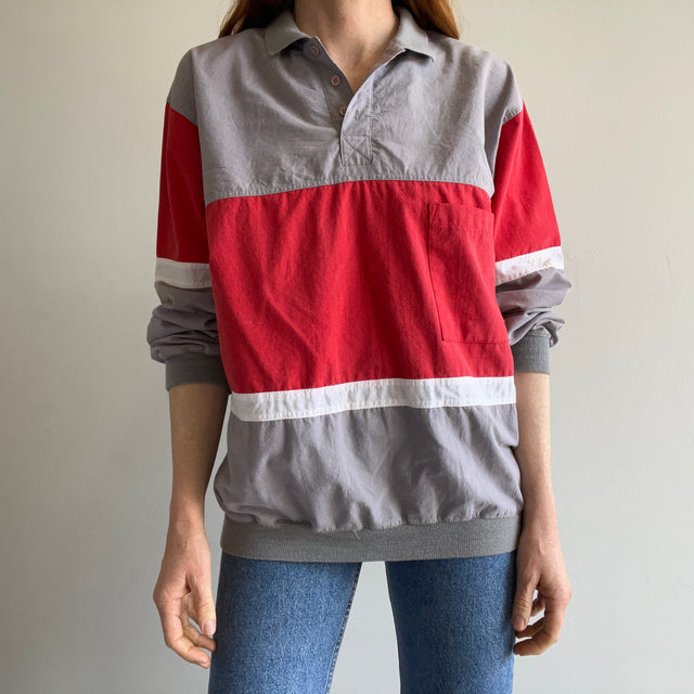 1980s Color Block Lightweight (Sweat?) Shirt