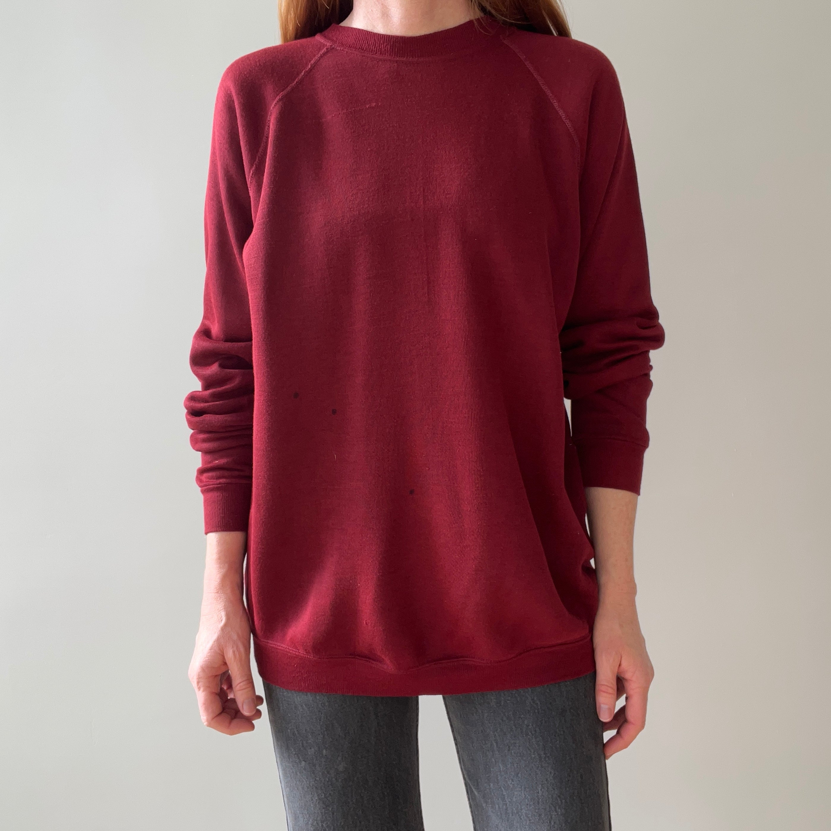 1970s Rusty Burgundy Raglan - Soft Soft Soft