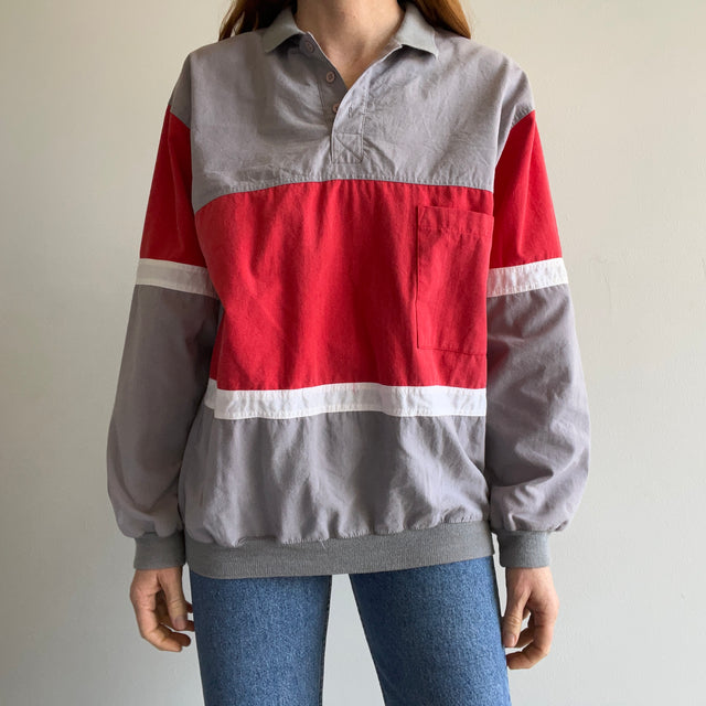 1980s Color Block Lightweight (Sweat?) Shirt