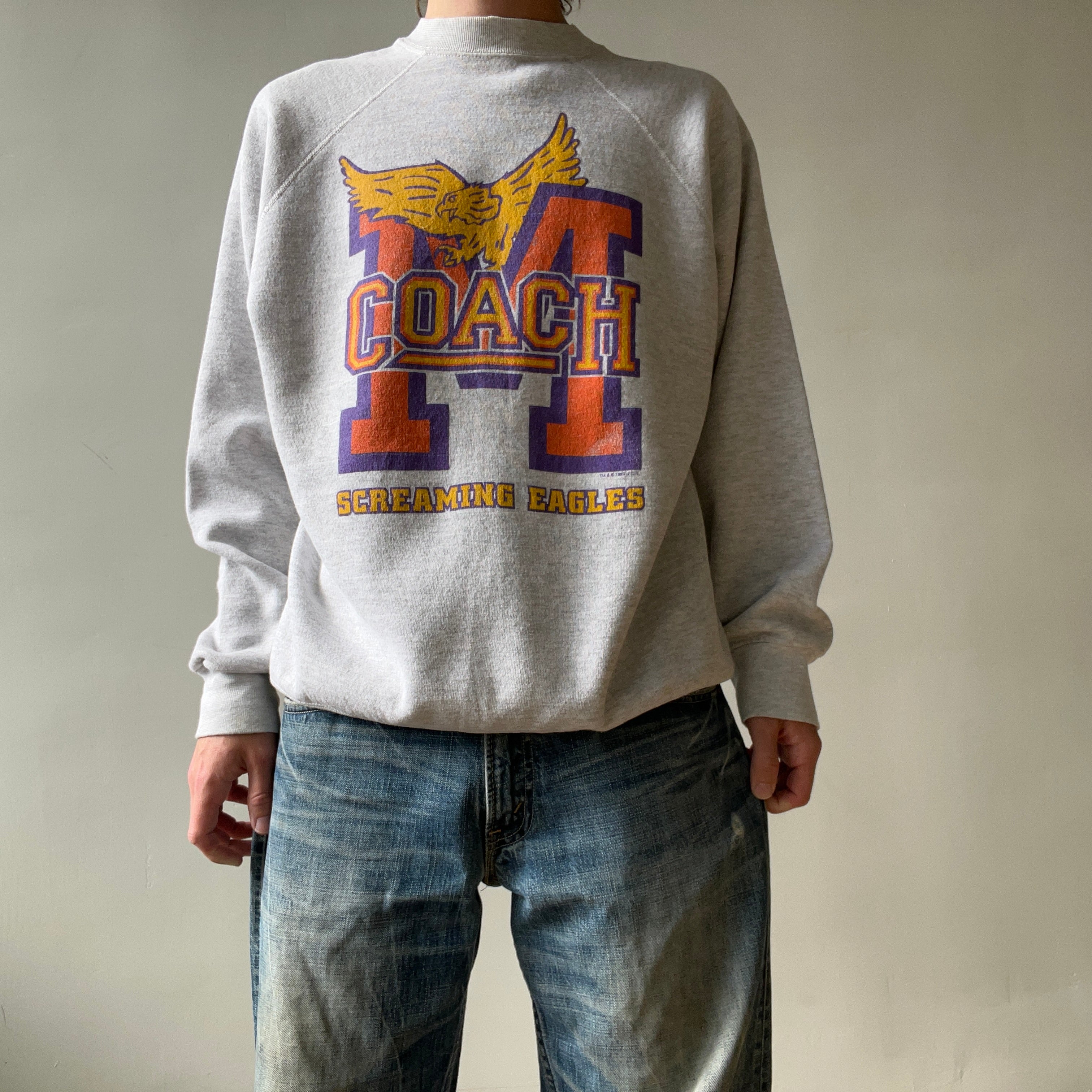 1993 Grey Screaming Eagles Coach Raglan Sweatshirt