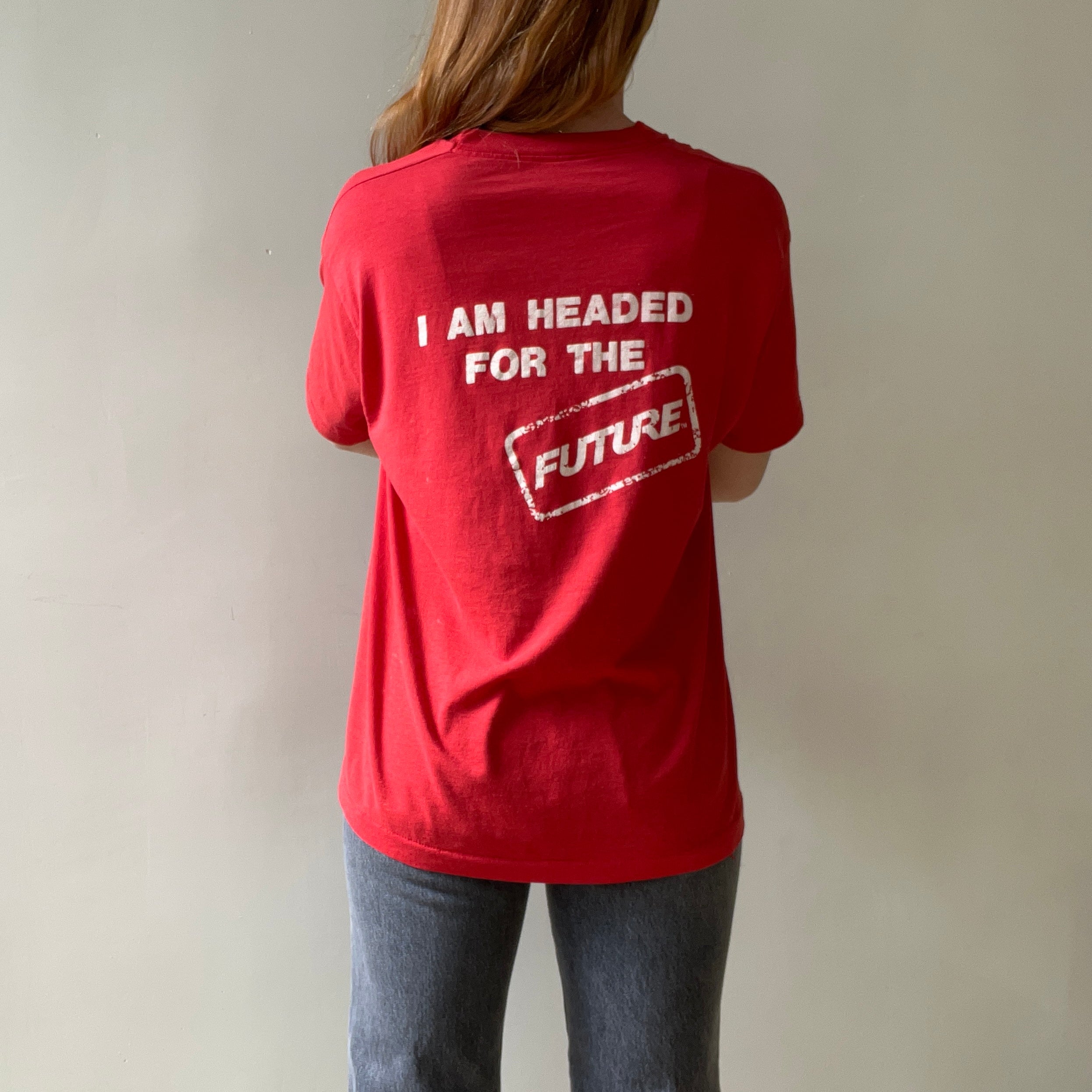 1980s Red Northeast I Am Headed For The Future T Shirt